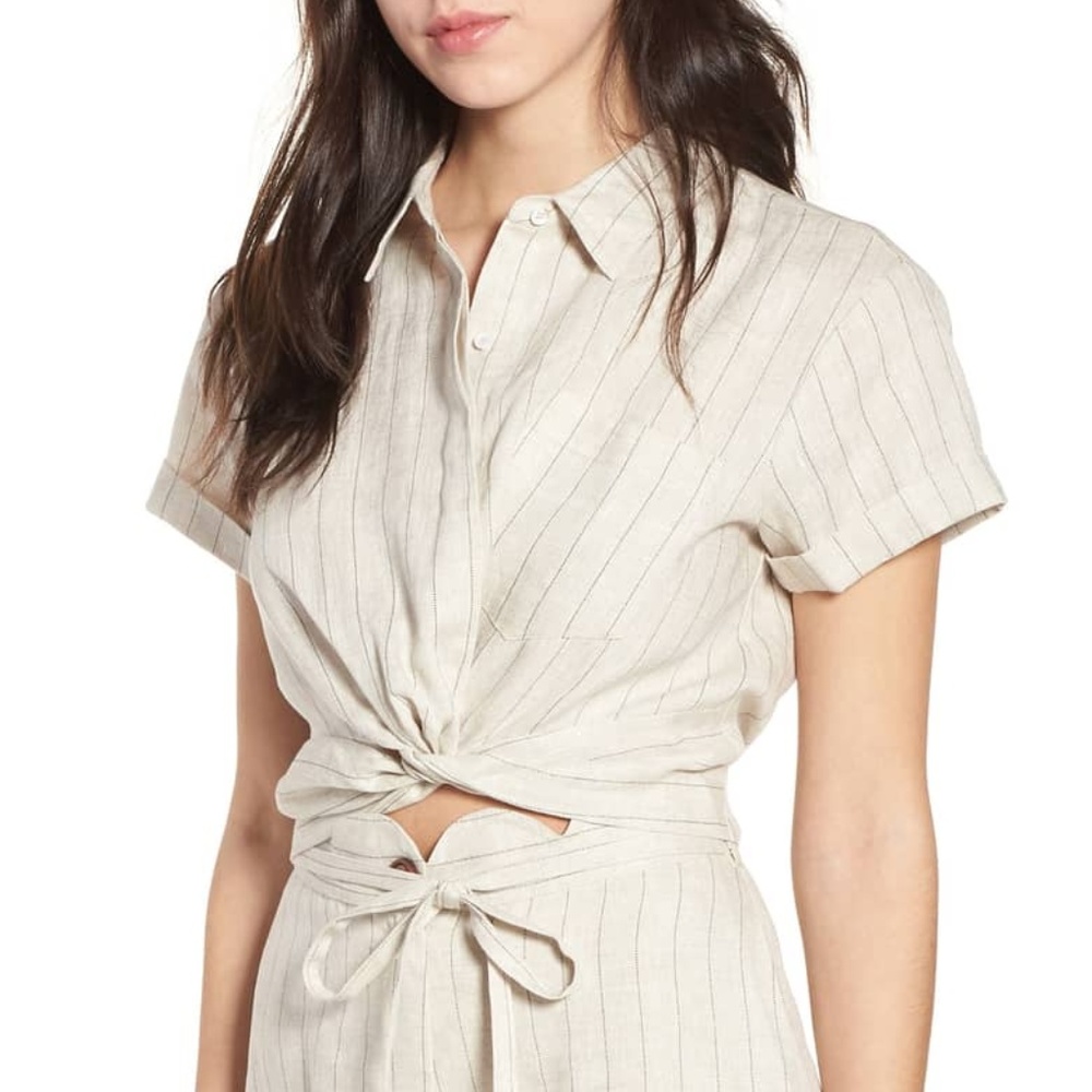 NWOT MOON RIVER Linen Twist Hem Crop Top